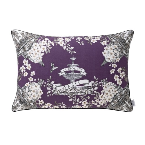 Housse de coussin imprimée pur lin Faubourg Prunelle, Alexandre Turpault