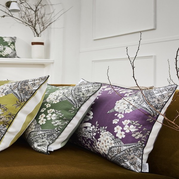 Housses de coussin imprimées pur lin Faubourg, Alexandre Turpault