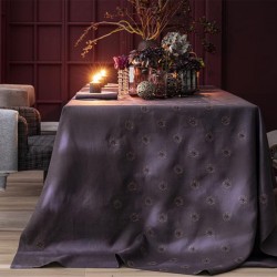 Nappe antitache pur lin uni brodé Sidérale Prunelle, Alexandre Turpault