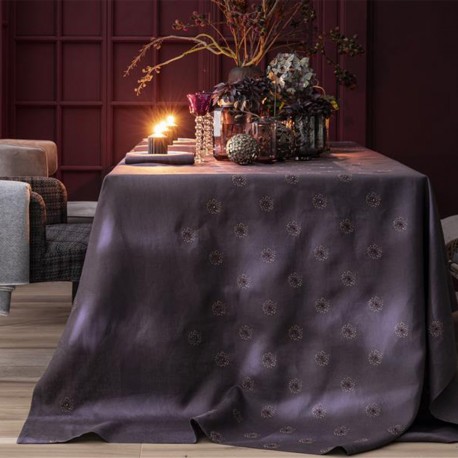 Nappe antitache pur lin uni brodé Sidérale Prunelle, Alexandre Turpault