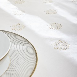 Nappe antitache pur lin uni brodé Sidérale Blanc, Alexandre Turpault