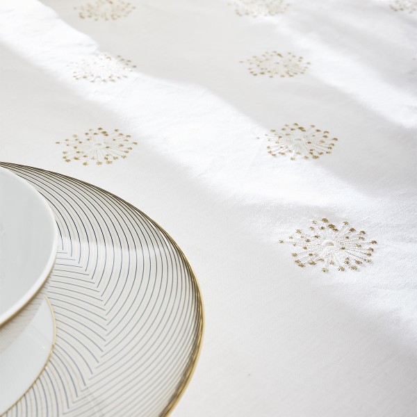 Nappe antitache pur lin uni brodé Sidérale Blanc, Alexandre Turpault