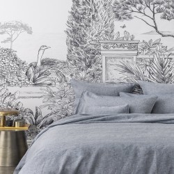 Jouvence Marine, Parure de lit en chambray de chanvre français Alexandre Turpault