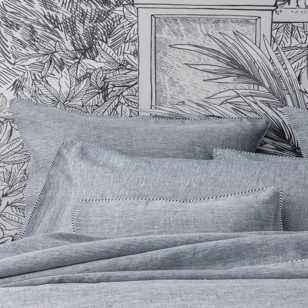 Jouvence Marine, Parure de lit en chambray de chanvre français Alexandre Turpault
