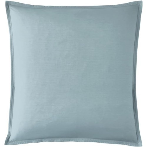 Taie d'oreiller carrée en percale de coton unie Première Bleu glacier, Essix