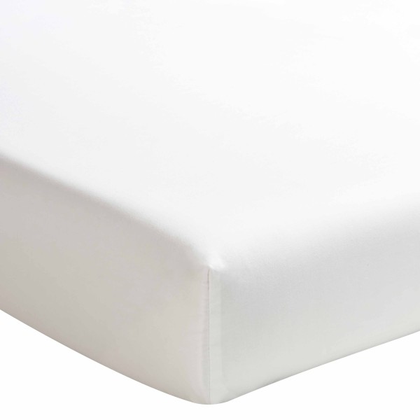 Drap housse en percale de coton unie Première Meringue, Essix