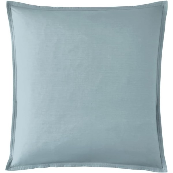 Taie d'oreiller carrée en percale de coton unie Première Bleu glacier, Essix