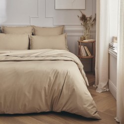 Parure de lit unie en percale de coton 80 fils/cm² Première Lin, Essix