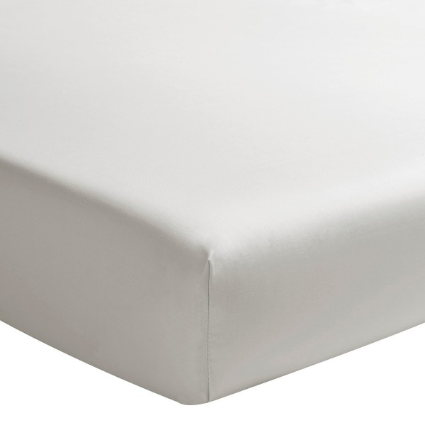Drap housse uni en percale de coton 80 fils/cm² Première Gris perle, Essix
