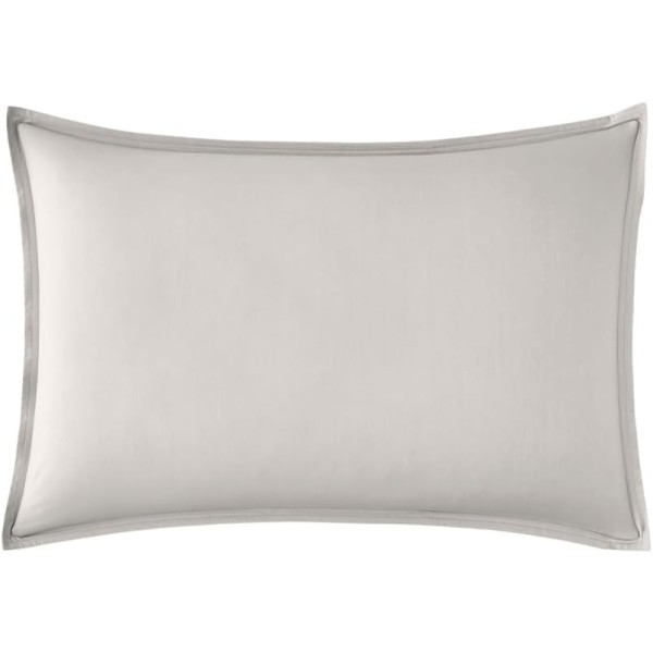 Taie d'oreiller rectangle unie en percale de coton 80 fils/cm² Première Gris perle, Essix