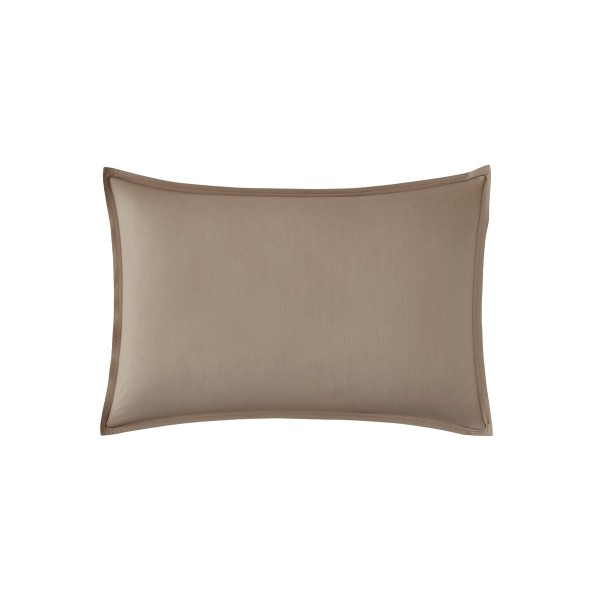 Taie d'oreiller rectangle unie en percale de coton 80 fils/cm² Première Taupe, Essix