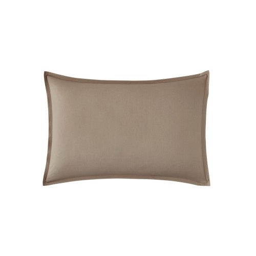 Taie d'oreiller rectangle unie en percale de coton 80 fils/cm² Première Taupe, Essix