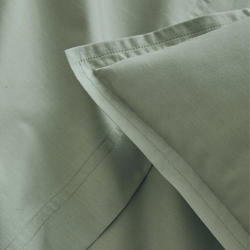 Parure de lit unie en percale de coton 80 fils/cm² Première Sauge, Essix
