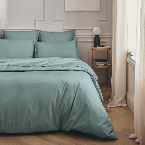 Parure de lit unie en percale de coton 80 fils/cm² Première Archipel, Essix