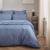 Parure de lit unie en percale de coton 80 fils/cm² Première Bleu Olympe, Essix