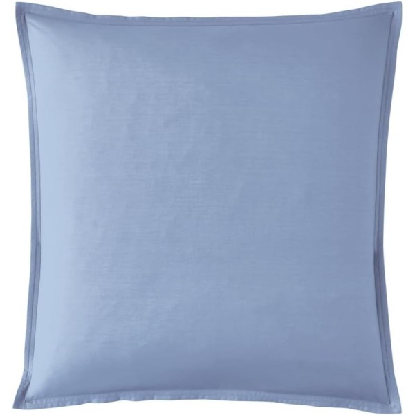 Taie d'oreiller carrée unie en percale de coton 80 fils/cm² Première Bleu Olympe, Essix