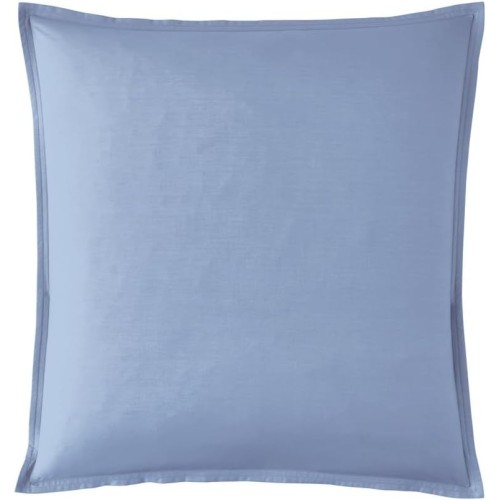 Taie d'oreiller carrée unie en percale de coton 80 fils/cm² Première Bleu Olympe, Essix
