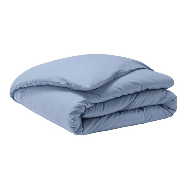 Housse de couette unie en percale de coton 80 fils/cm² Première Bleu Olympe, Essix