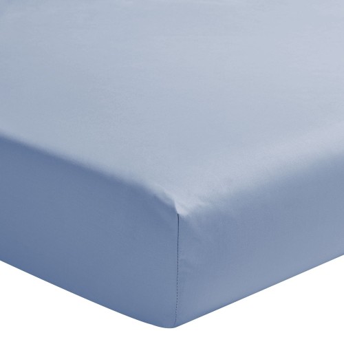 Drap housse uni en percale de coton 80 fils/cm² Première Bleu Olympe, Essix