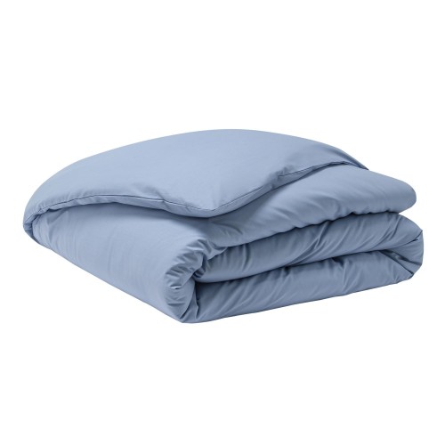 Housse de couette unie en percale de coton 80 fils/cm² Première Bleu Olympe, Essix