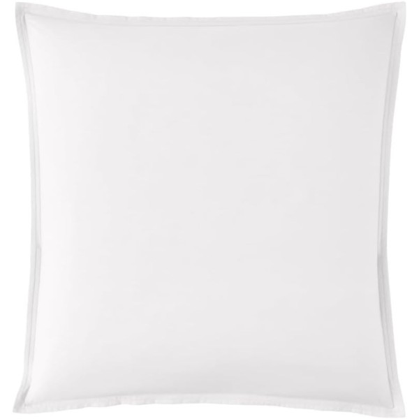 Taie d'oreiller carrée unie en percale de coton 80 fils/cm² Première Blanc, Essix