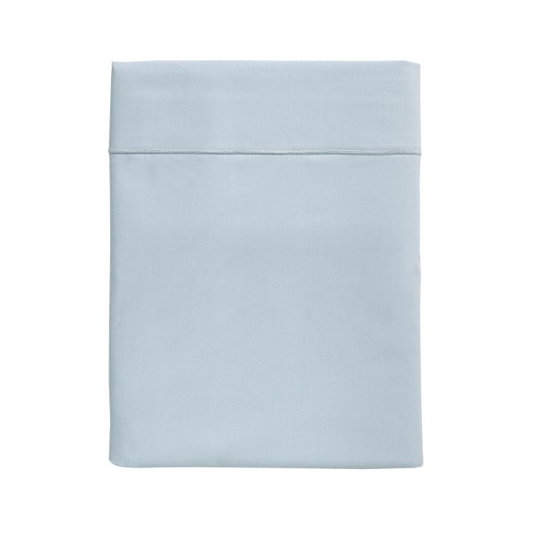 Drap plat haut de gamme en percale de coton unie Première Bleu glacier, Essix