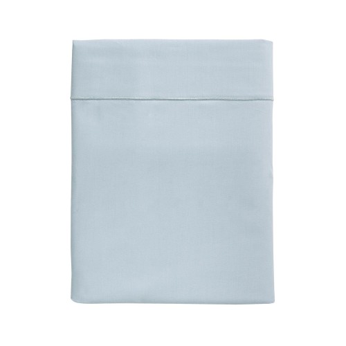Drap plat haut de gamme en percale de coton unie Première Bleu glacier, Essix