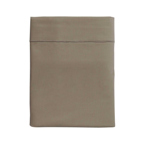 Drap plat uni en percale de coton 80 fils/cm² Première Taupe, Essix