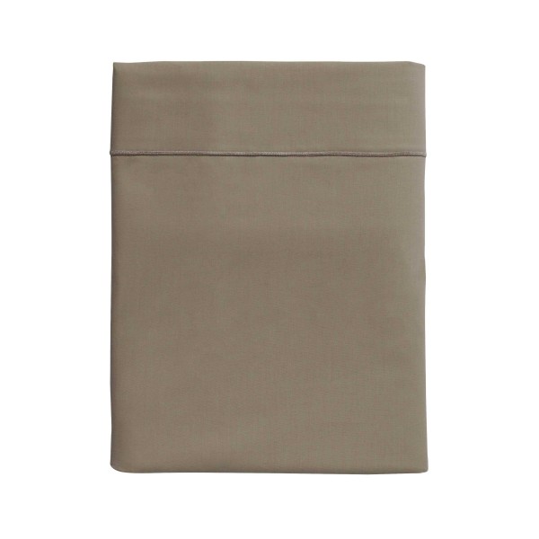 Drap plat uni en percale de coton 80 fils/cm² Première Taupe, Essix