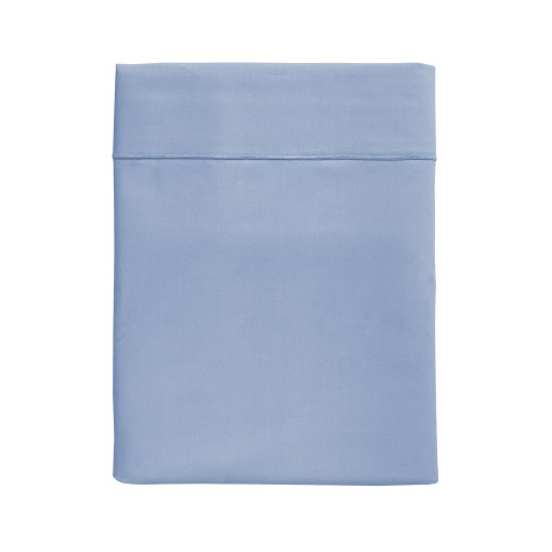 Drap plat uni en percale de coton 80 fils/cm² Première Bleu Olympe, Essix
