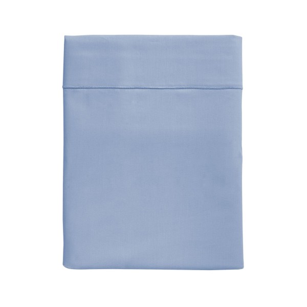 Drap plat uni en percale de coton 80 fils/cm² Première Bleu Olympe, Essix