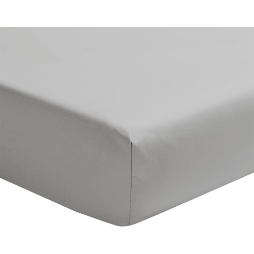 Drap housse uni en percale de coton 80 fils/cm² Première Galet, Essix