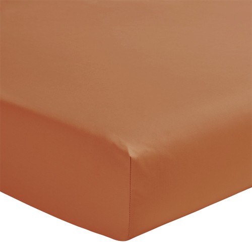 Drap housse uni en percale de coton 80 fils/cm² Première Cuir, Essix