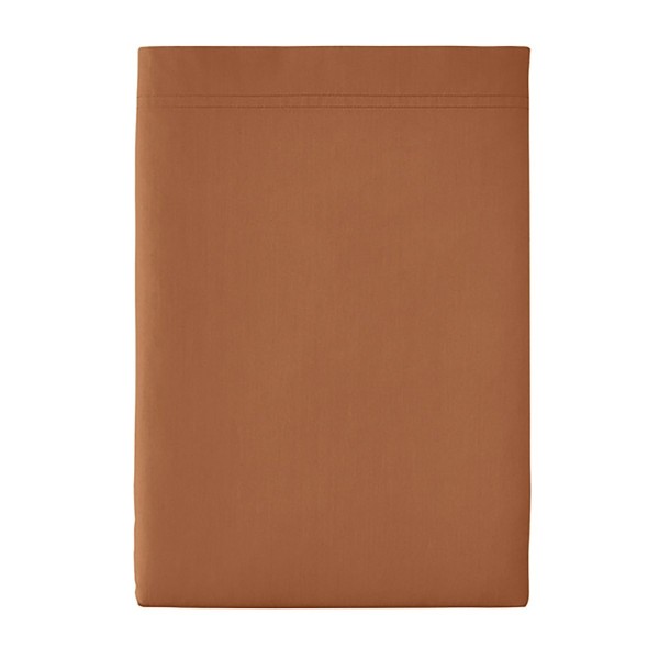 Drap plat uni en percale de coton 80 fils/cm² Première Cuir, Essix