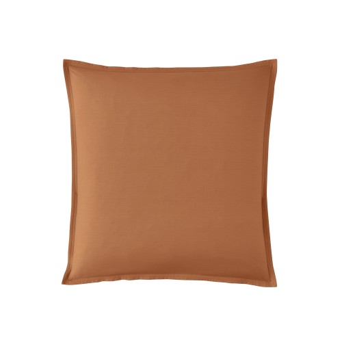 Taie d'oreiller carrée unie en percale de coton 80 fils/cm² Première Cuir, Essix