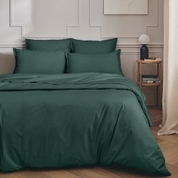 Parure de lit unie en percale de coton 80 fils/cm² Première Forêt, Essix