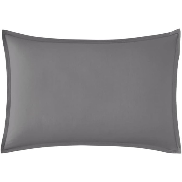Taie d'oreiller rectangle unie en percale de coton 80 fils/cm² Première Basalte, Essix