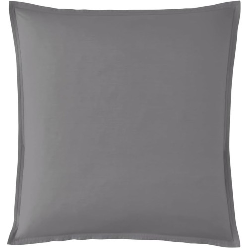 Taie d'oreiller carrée unie en percale de coton 80 fils/cm² Première Basalte, Essix
