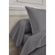 Parure de lit unie en percale de coton 80 fils/cm² Première Basalte, Essix