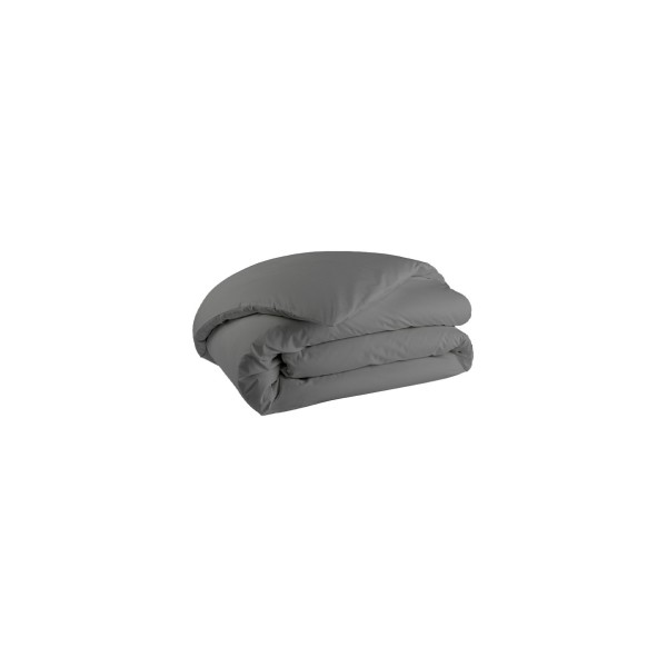Housse de couette unie en percale de coton 80 fils/cm² Première Basalte, Essix