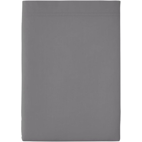 Drap plat uni en percale de coton 80 fils/cm² Première Basalte, Essix