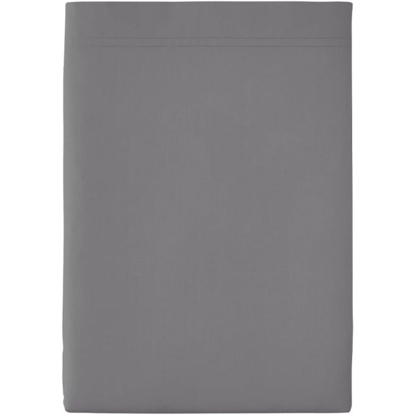 Drap plat uni en percale de coton 80 fils/cm² Première Basalte, Essix