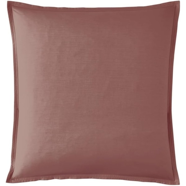 Taie d''oreiller carrée unie en percale de coton 80 fils/cm² Première Bois de rose, Essix