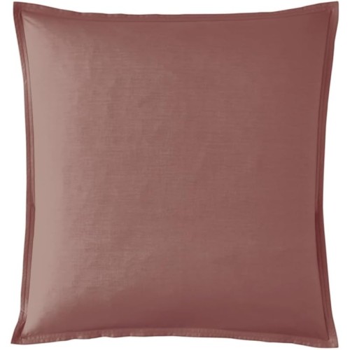 Taie d''oreiller carrée unie en percale de coton 80 fils/cm² Première Bois de rose, Essix