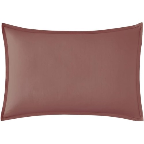 Taie d'oreiller rectangle unie en percale de coton 80 fils/cm² Première Bois de rose, Essix