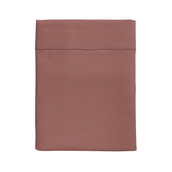 Drap plat uni en percale de coton 80 fils/cm² Première Bois de rose, Essix