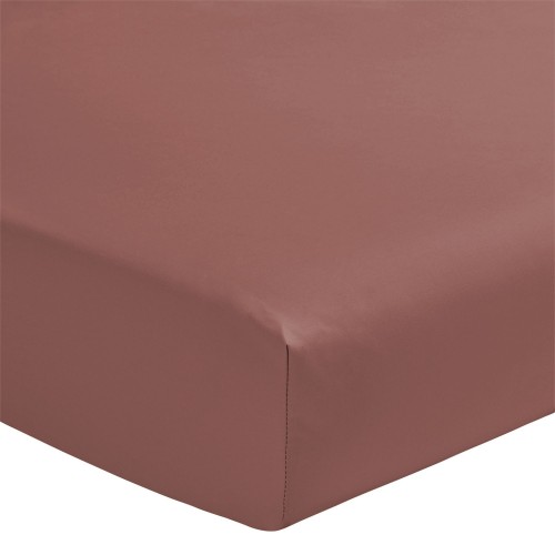 Drap housse uni en percale de coton 80 fils/cm² Première Bois de rose, Essix