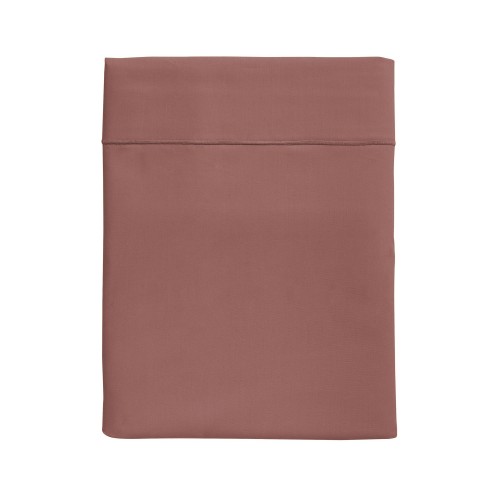 Drap plat uni en percale de coton 80 fils/cm² Première Bois de rose, Essix
