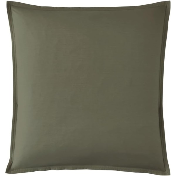 Taie d'oreiller carrée unie en percale de coton 80 fils/cm² Première Jungle, Essix