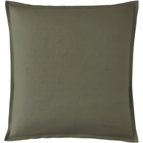 Taie d'oreiller carrée unie en percale de coton 80 fils/cm² Première Jungle, Essix